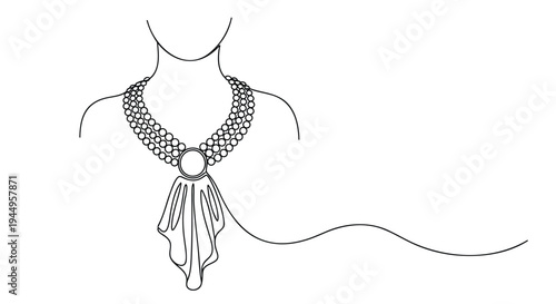 Vector illustration of a necklace on a woman's neck