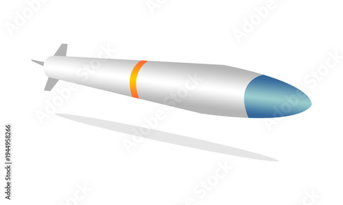 Flying missile with shadow design vector