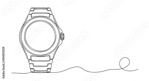 Vector illustration of a watch with continuous line art