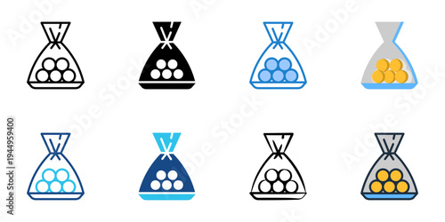 Wrapping food icons set multiple style collection. Editable stroke 
