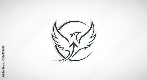 Stylized Phoenix Bird Logo Design with Upward Arrow.