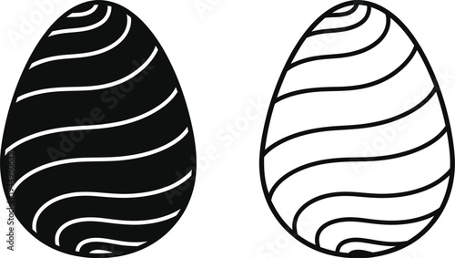 Black and white eggs with wavy lines Vector