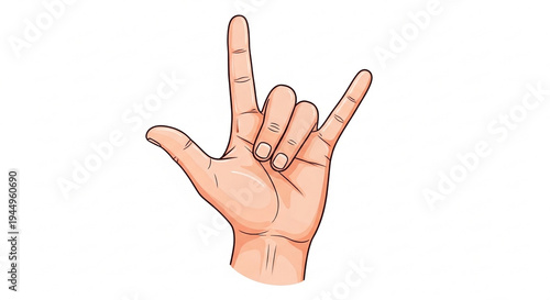 Human Hand Forming Love Sign in Simple Illustration Style