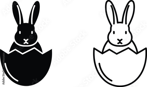 Easter bunny hatching black white Vector