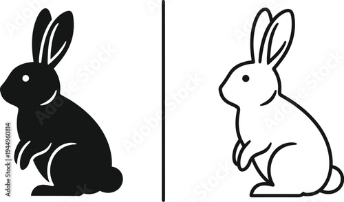 Black and white rabbits side by side Vector