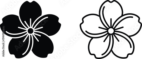 Black and white cherry blossom flowers Vector