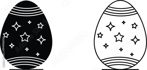 Easter egg icon set with stars Vector