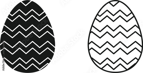 Black and white easter eggs with chevron patterns Vector