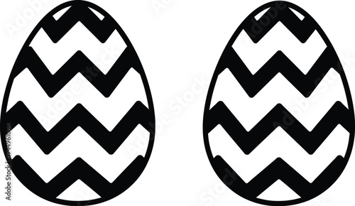 Black and white chevron easter eggs Vector