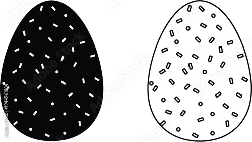 Easter eggs with spots black and white Vector