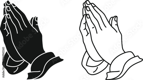 Praying hands clipart black and white Vector