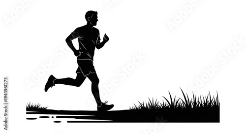 Silhouette of a man running outdoors during daytime.