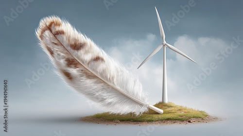 Exploring Green Finance: The Symbolism of a White Feather and a Wind Turbine for Sustainable Investments