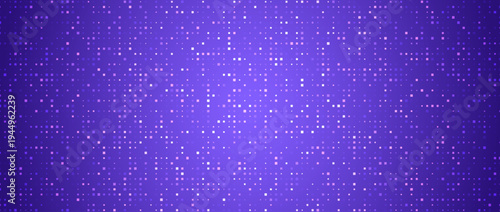Purple glowing square pixel pattern. Dark violet mosaic texture backdrop. Abstract neon technology grid wallpaper. Vector modern business, science, healthcare, medicine, presentation background