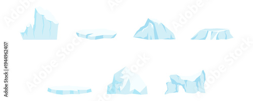 Floating iceberg illustration. Arctic, polar, frozen for climate and ocean concept. Vector isolated