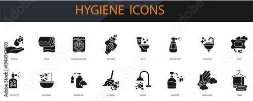 hygiene icons set minimalist flat style design, hygiene Vector illustration on white background