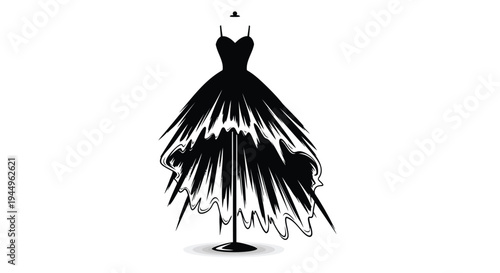 Vector illustration of a black evening dress on a mannequin
