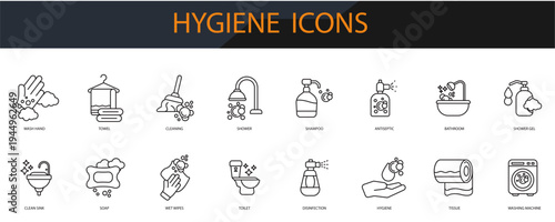 hygiene icons set minimalist flat style design, hygiene Vector illustration on white background