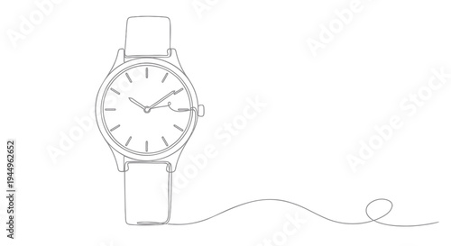 Vector line drawing of a wristwatch