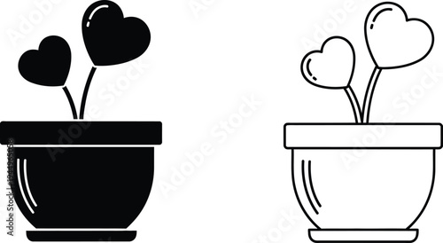 Heart plant pot love Vector