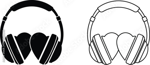 Headphones icons set Vector
