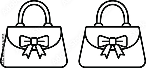 Two black line art handbags with bows Vector