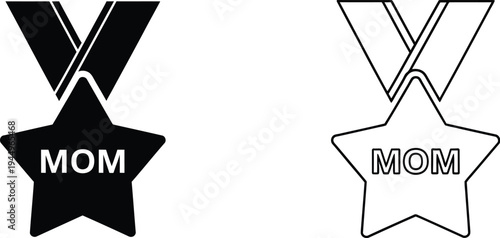 Mother's day star medal mom Vector