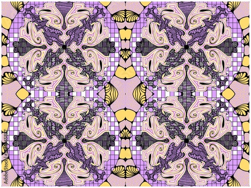 Digital print pattern design bohemian tropical lilac art