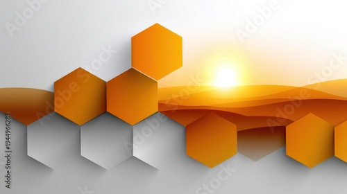 3D landscape with abstract shapes vibrant 3d digital artwork featuring dynamic orange and white abstract forms