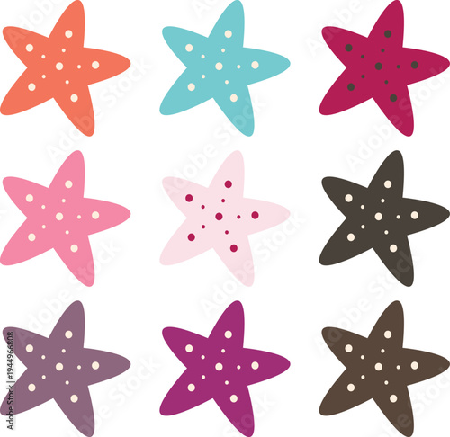 Summer Starfish Vector Set Beach Ocean Elements