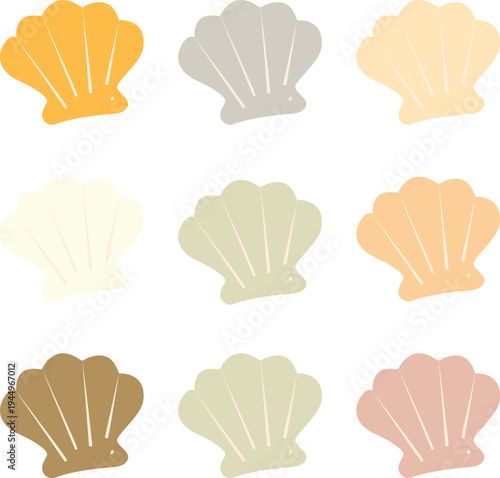 Summer Seashell Vector Set Beach Ocean Elements