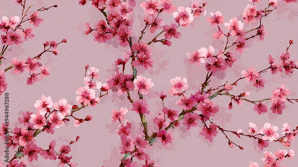 Obraz premium Delicate pink cherry blossom anime character seamless pattern