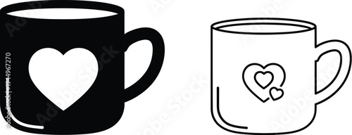 Heart coffee mug love Vector