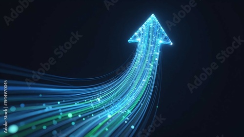 Digital technology progress showing data growth and success with arrow speed