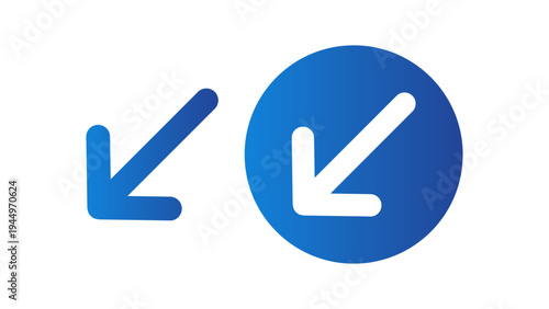 Arrow Diagonal Down Left Direction Symbol For Decrease Trend Navigation Color Icon