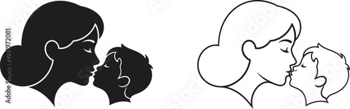 Mother and child love faces Vector