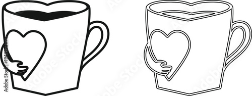 Heart coffee mug love Vector