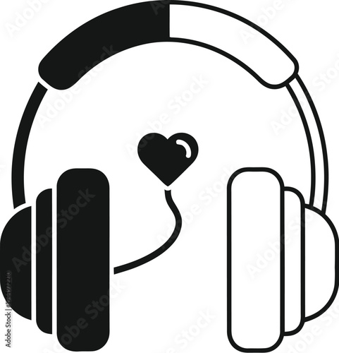 Headphones with heart love music Vector