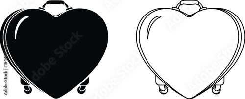 Heart shaped cases black and white Vector