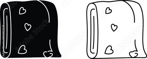 Black and white towels with hearts Vector