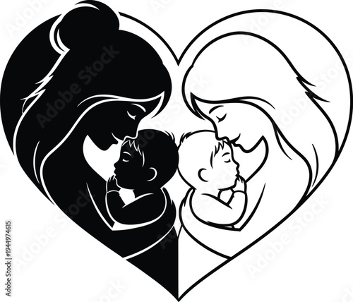 Heart shaped faces love Vector