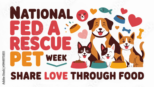 National fed a rescue pet week illustration with dogs and cats