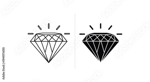 Diamond Gemstone Sparkle Vector Gem Icon Commercial