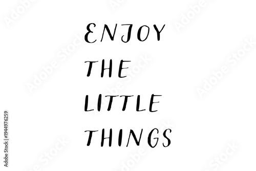 Enjoy the little things - Enjoy the little things words on white background, calligraphy, handwritten, vector
