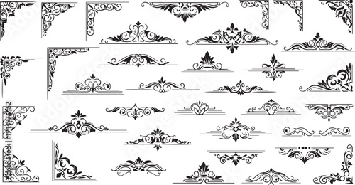 Collection of ornate vintage corner and decorative floral elements