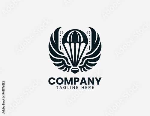 Parachute wings airborne aviation insignia in clean modern vector illustration style