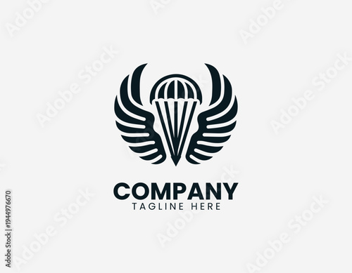 Parachute wings airborne aviation insignia in clean modern vector illustration style