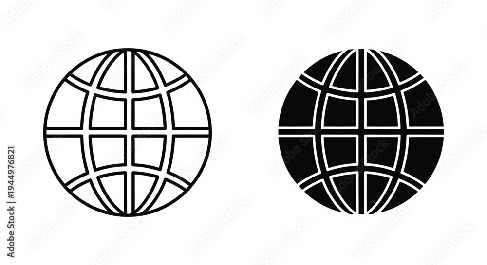 Obraz premium Globe Icon Set Digital Connection Symbol