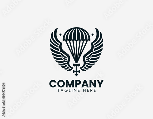 Parachute wings airborne aviation insignia in clean modern vector illustration style