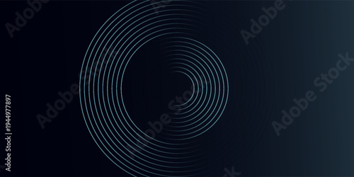 Blue abstract background with glowing circles. Swirl circular lines pattern. Geometric spiral. Twirl element. Modern graphic design. Futuristic technology concept.